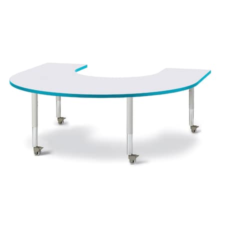 Jonti-Craft Berries Horseshoe Activity Table, 66 in. x 60 in., Mobile, Freckled Gray/Teal/Gray 6445JCM005